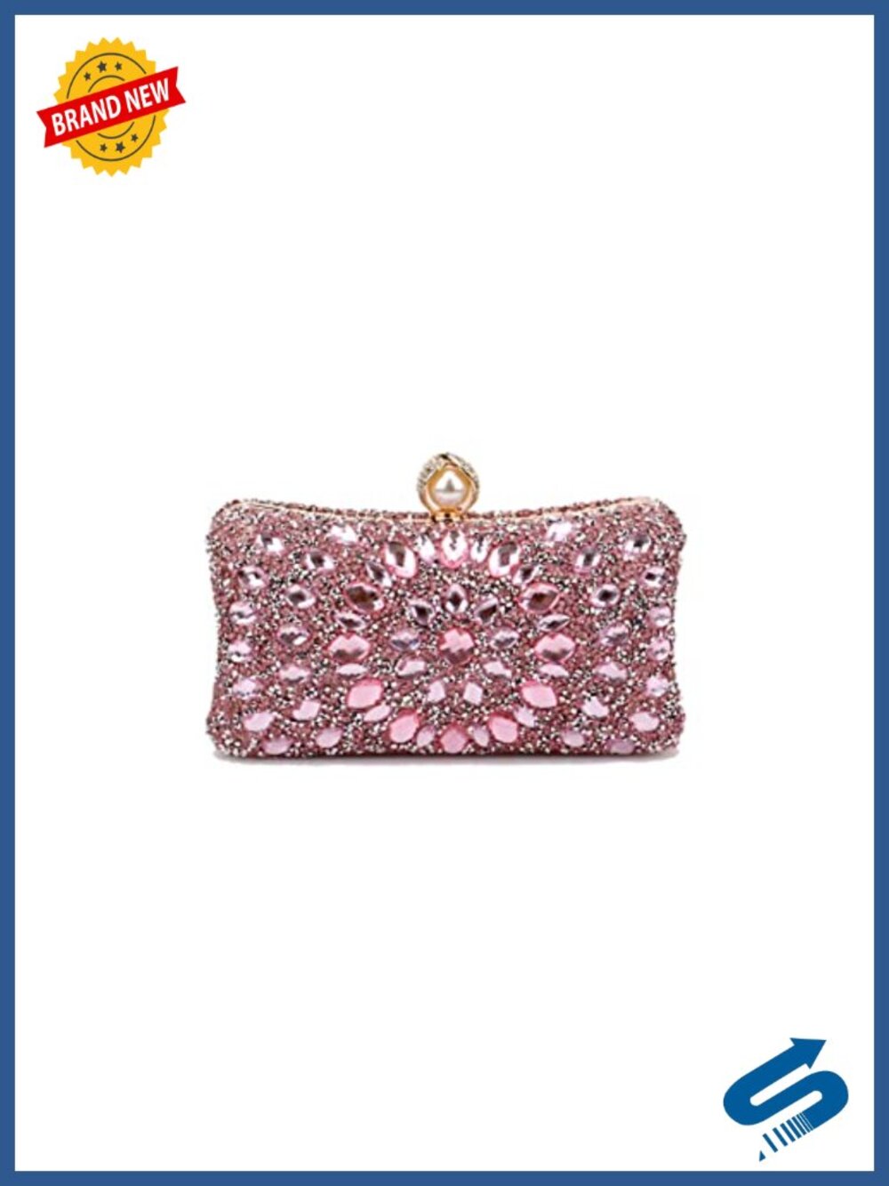 Rhinestone Sequin Evening Clutch Sparkling Crystal Handbag Detachable Chain
